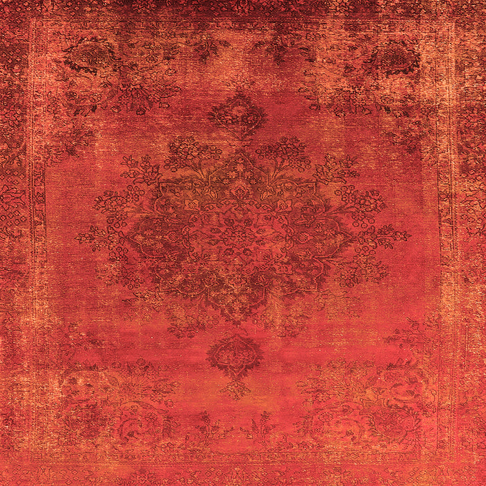 Square Machine Washable Oriental Orange Industrial Area Rugs, wshurb1878org