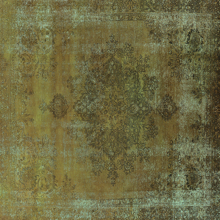 Square Machine Washable Oriental Turquoise Industrial Area Rugs, wshurb1878turq
