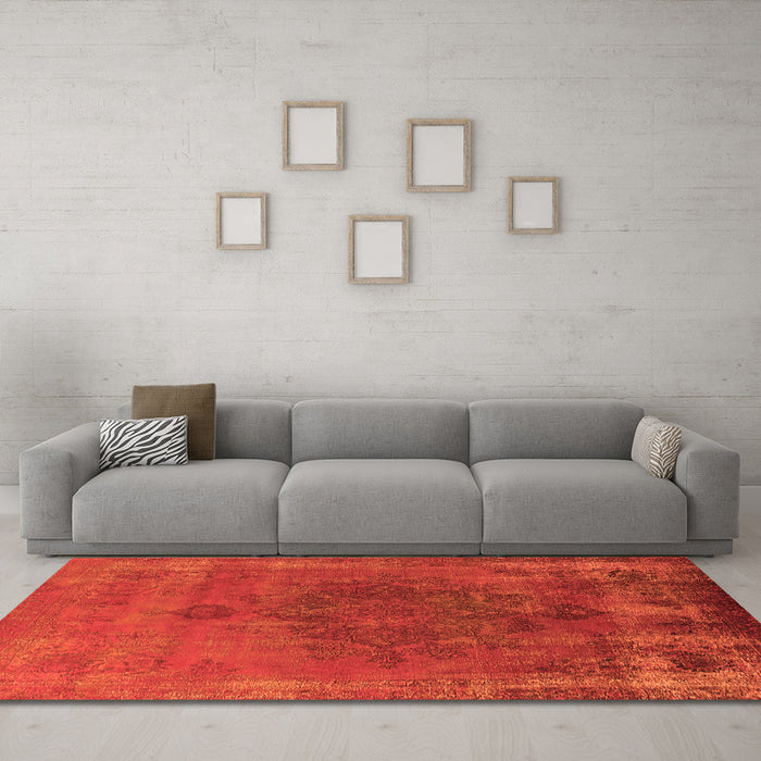 Machine Washable Oriental Orange Industrial Area Rugs in a Living Room, wshurb1878org
