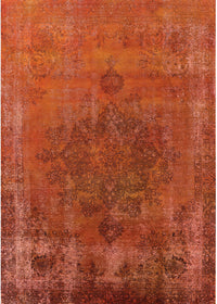 Machine Washable Industrial Modern Orange Red Orange Rug, wshurb1878