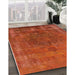 Mid-Century Modern Orange Red Orange Oriental Rug in Family Room, urb1878