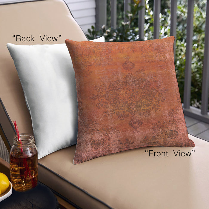 Front View of Mid-Century Modern Urban Square Orange Red Orange Throw Pillow, 18 inch by 18 inch, pwurb1878