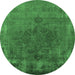 Round Oriental Emerald Green Industrial Rug, urb1878emgrn