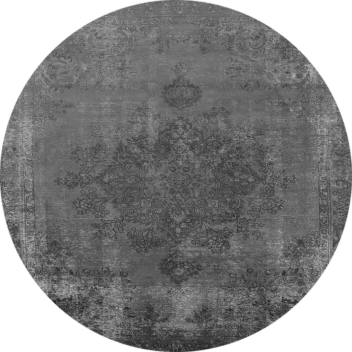Round Machine Washable Oriental Gray Industrial Rug, wshurb1878gry
