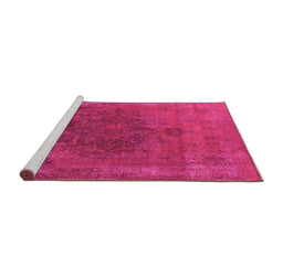 Sideview of Machine Washable Oriental Pink Industrial Rug, wshurb1878pnk