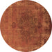 Round Oriental Brown Industrial Rug, urb1878brn