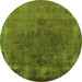 Round Oriental Green Industrial Rug, urb1878grn