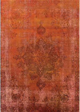 Mid-Century Modern Orange Red Orange Oriental Rug, urb1878