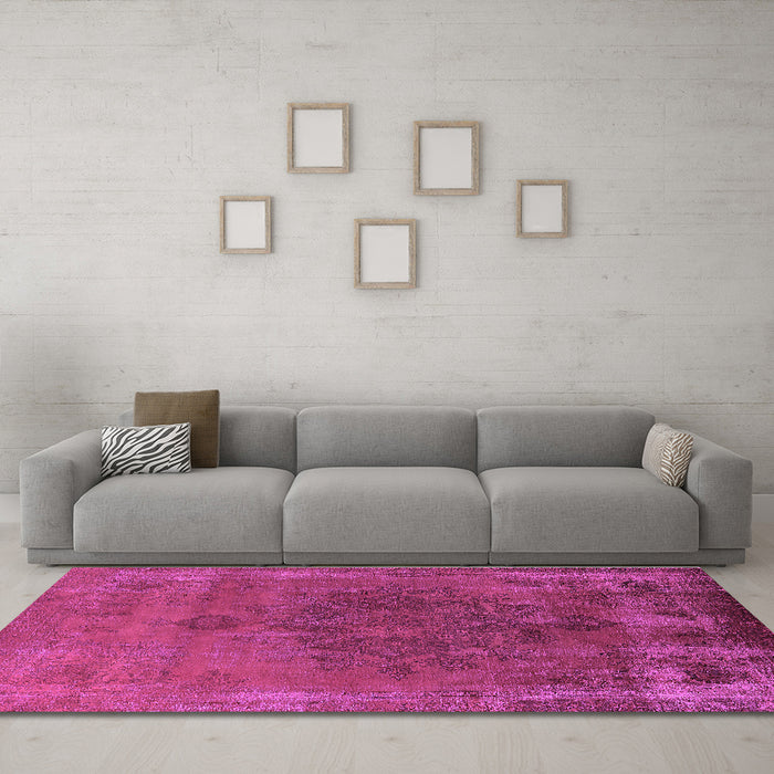 Machine Washable Oriental Purple Industrial Area Rugs in a Living Room, wshurb1878pur