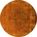 Round Oriental Yellow Industrial Rug, urb1878yw