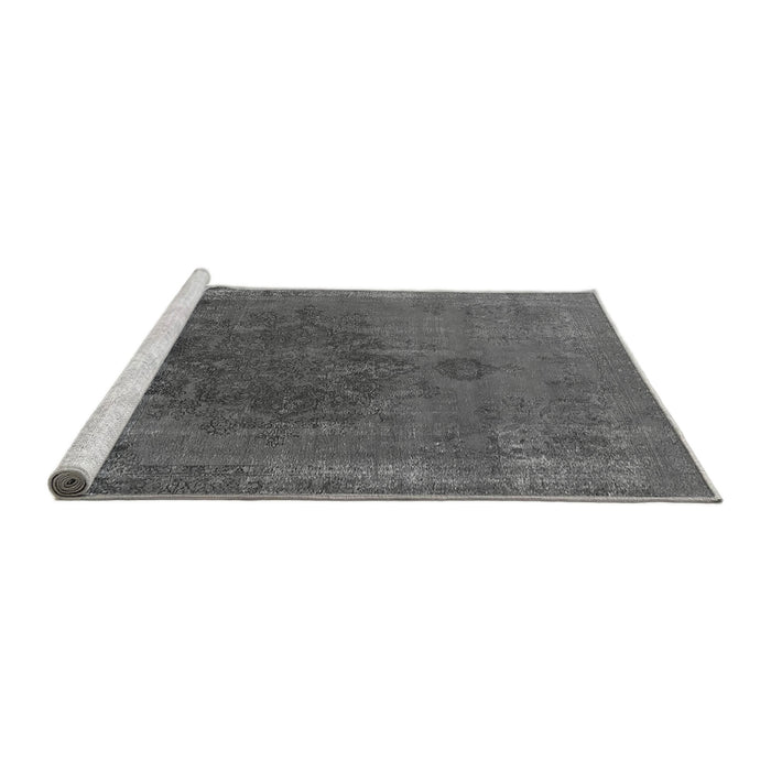Sideview of Machine Washable Oriental Gray Industrial Rug, wshurb1878gry