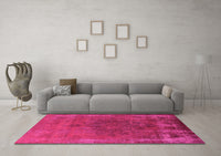 Machine Washable Oriental Pink Industrial Rug, wshurb1878pnk