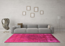 Machine Washable Oriental Pink Industrial Rug in a Living Room, wshurb1878pnk