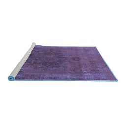 Sideview of Machine Washable Oriental Blue Industrial Rug, wshurb1878blu