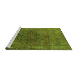 Sideview of Machine Washable Oriental Green Industrial Area Rugs, wshurb1878grn