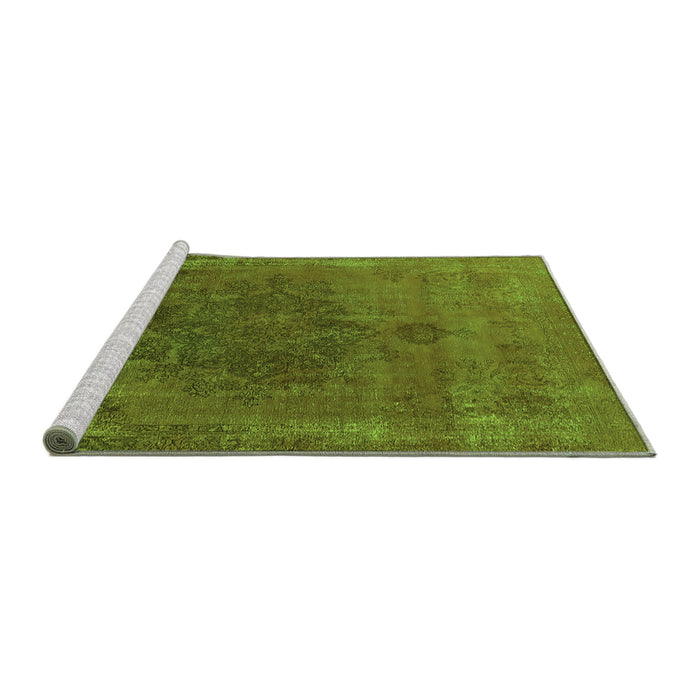 Sideview of Machine Washable Oriental Green Industrial Area Rugs, wshurb1878grn