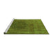 Sideview of Machine Washable Oriental Green Industrial Area Rugs, wshurb1878grn