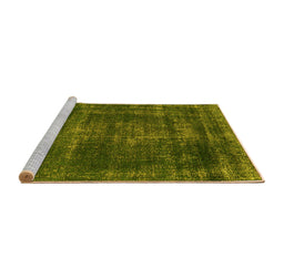 Sideview of Machine Washable Oriental Yellow Industrial Rug, wshurb1879yw
