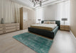 Machine Washable Industrial Modern Sea Green Rug in a Bedroom, wshurb1879