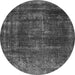 Round Machine Washable Oriental Gray Industrial Rug, wshurb1879gry