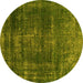 Round Oriental Yellow Industrial Rug, urb1879yw