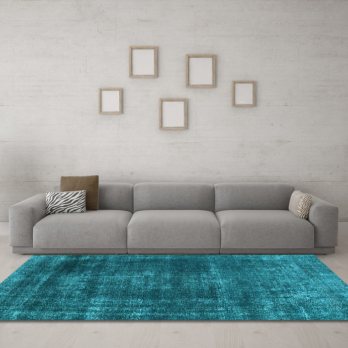 Machine Washable Oriental Light Blue Industrial Rug in a Living Room, wshurb1879lblu