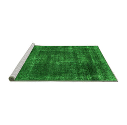 Sideview of Machine Washable Oriental Green Industrial Area Rugs, wshurb1879grn