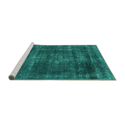 Sideview of Machine Washable Oriental Turquoise Industrial Area Rugs, wshurb1879turq