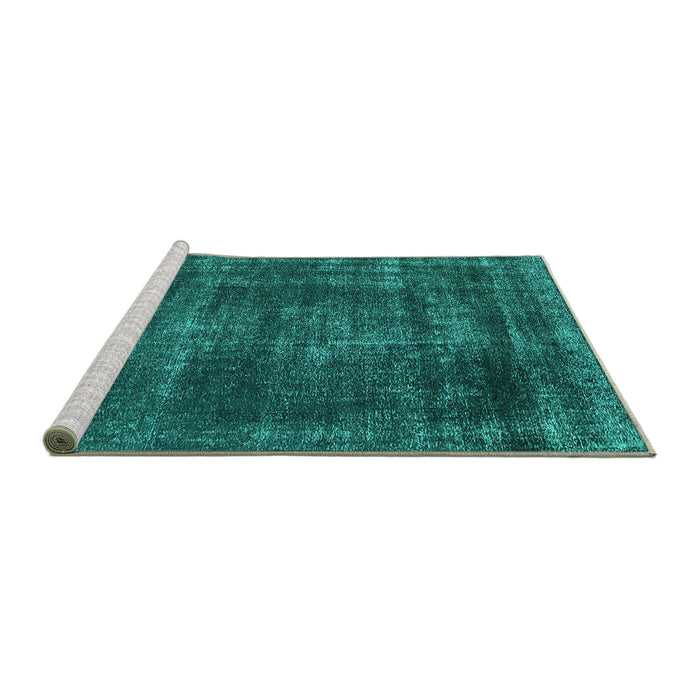 Sideview of Machine Washable Oriental Turquoise Industrial Area Rugs, wshurb1879turq