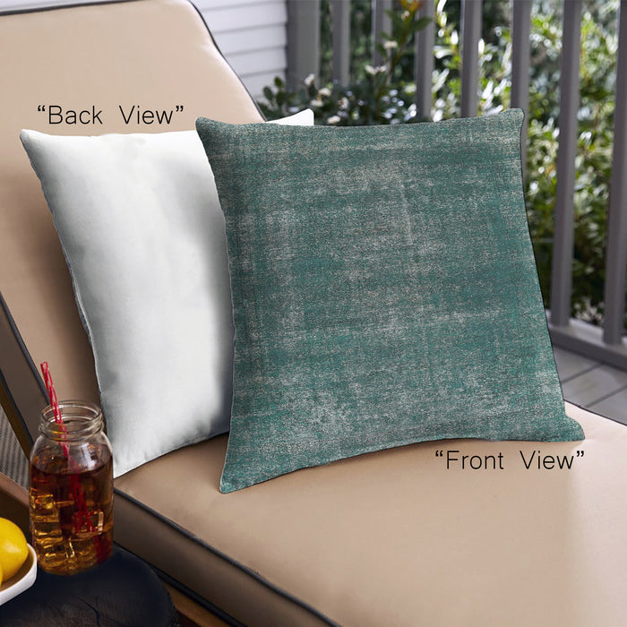 Front View of Mid-Century Modern Urban Square Sea Green Throw Pillow, 18 inch by 18 inch, pwurb1879