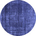 Round Oriental Blue Industrial Rug, urb1879blu