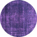 Round Oriental Purple Industrial Rug, urb1879pur