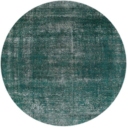 Round Mid-Century Modern Sea Green Oriental Rug, urb1879