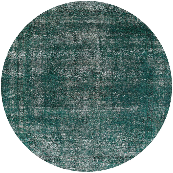 Round Mid-Century Modern Sea Green Oriental Rug, urb1879