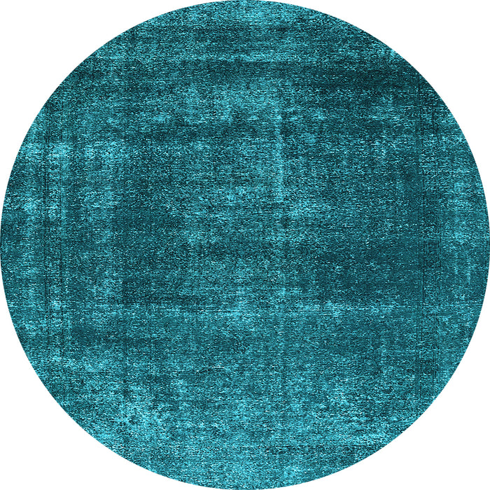 Round Machine Washable Oriental Light Blue Industrial Rug, wshurb1879lblu