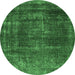 Round Oriental Emerald Green Industrial Rug, urb1879emgrn