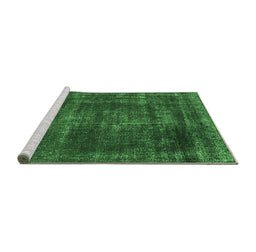 Sideview of Machine Washable Oriental Emerald Green Industrial Area Rugs, wshurb1879emgrn