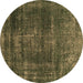 Round Oriental Brown Industrial Rug, urb1879brn