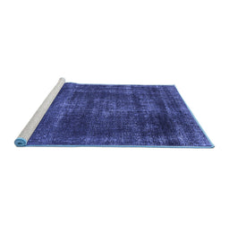 Sideview of Machine Washable Oriental Blue Industrial Rug, wshurb1879blu