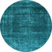 Round Oriental Light Blue Industrial Rug, urb1879lblu