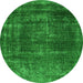 Round Oriental Green Industrial Rug, urb1879grn