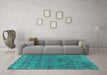 Machine Washable Oriental Turquoise Industrial Area Rugs in a Living Room,, wshurb1880turq