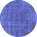 Round Oriental Blue Industrial Rug, urb1880blu