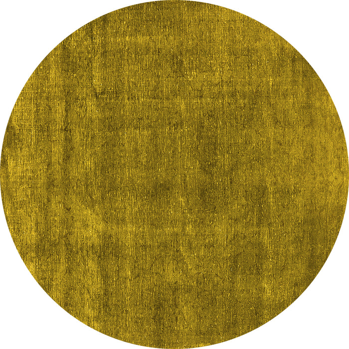 Round Oriental Yellow Industrial Rug, urb1880yw