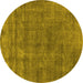 Round Oriental Yellow Industrial Rug, urb1880yw