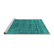 Sideview of Machine Washable Oriental Turquoise Industrial Area Rugs, wshurb1880turq