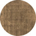 Round Oriental Brown Industrial Rug, urb1880brn