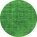 Round Oriental Green Industrial Rug, urb1880grn