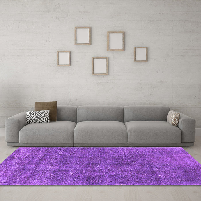 Machine Washable Oriental Purple Industrial Area Rugs in a Living Room, wshurb1880pur