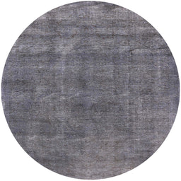 Round Machine Washable Industrial Modern Silver Gray Rug, wshurb1880